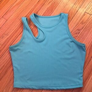 SHEIN cut out crop top teal blue
